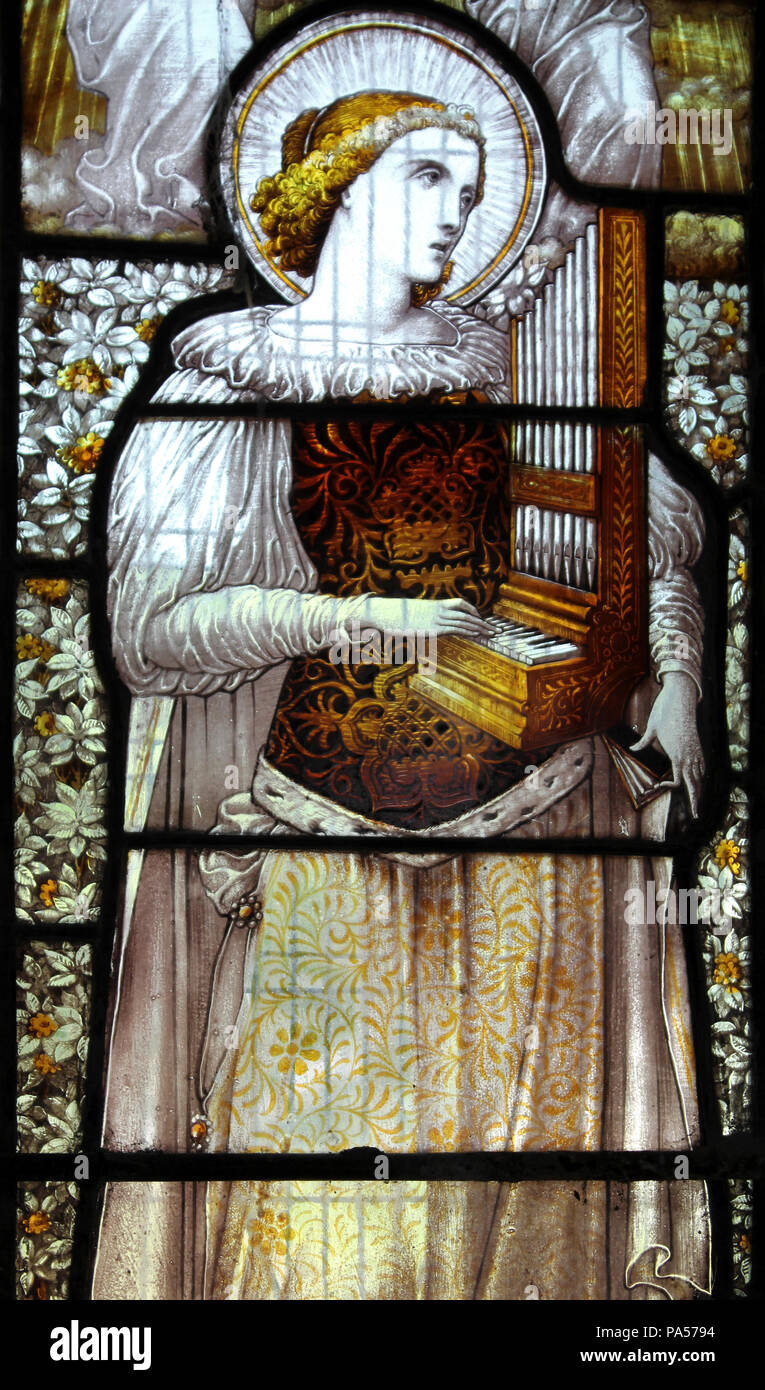 Stained Glass Window Saint Cecilia The Patron Saint Of Music Stock Photo