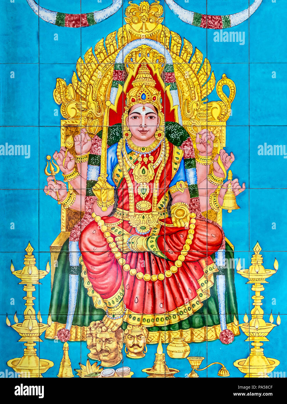 Tiles with Hindu religion motives in Sri Maha Mariamman Temple ...