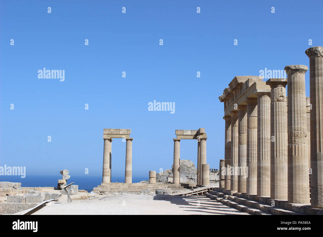 Ancient theater in Lindos, Rhodes. The highest hill of Lindos, it was
