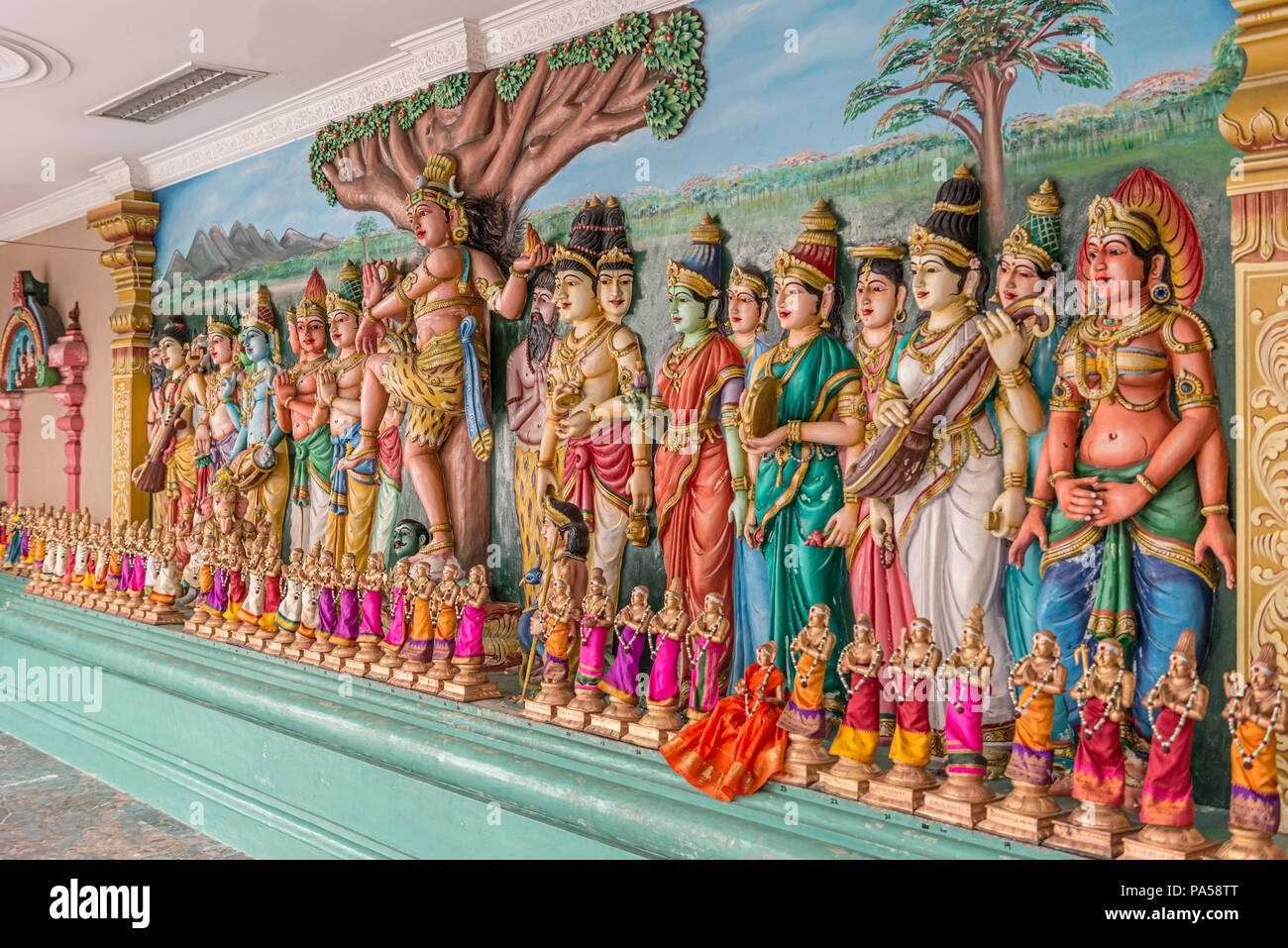 God and goddess statues and wall sculptures in Sri Maha Mariamman