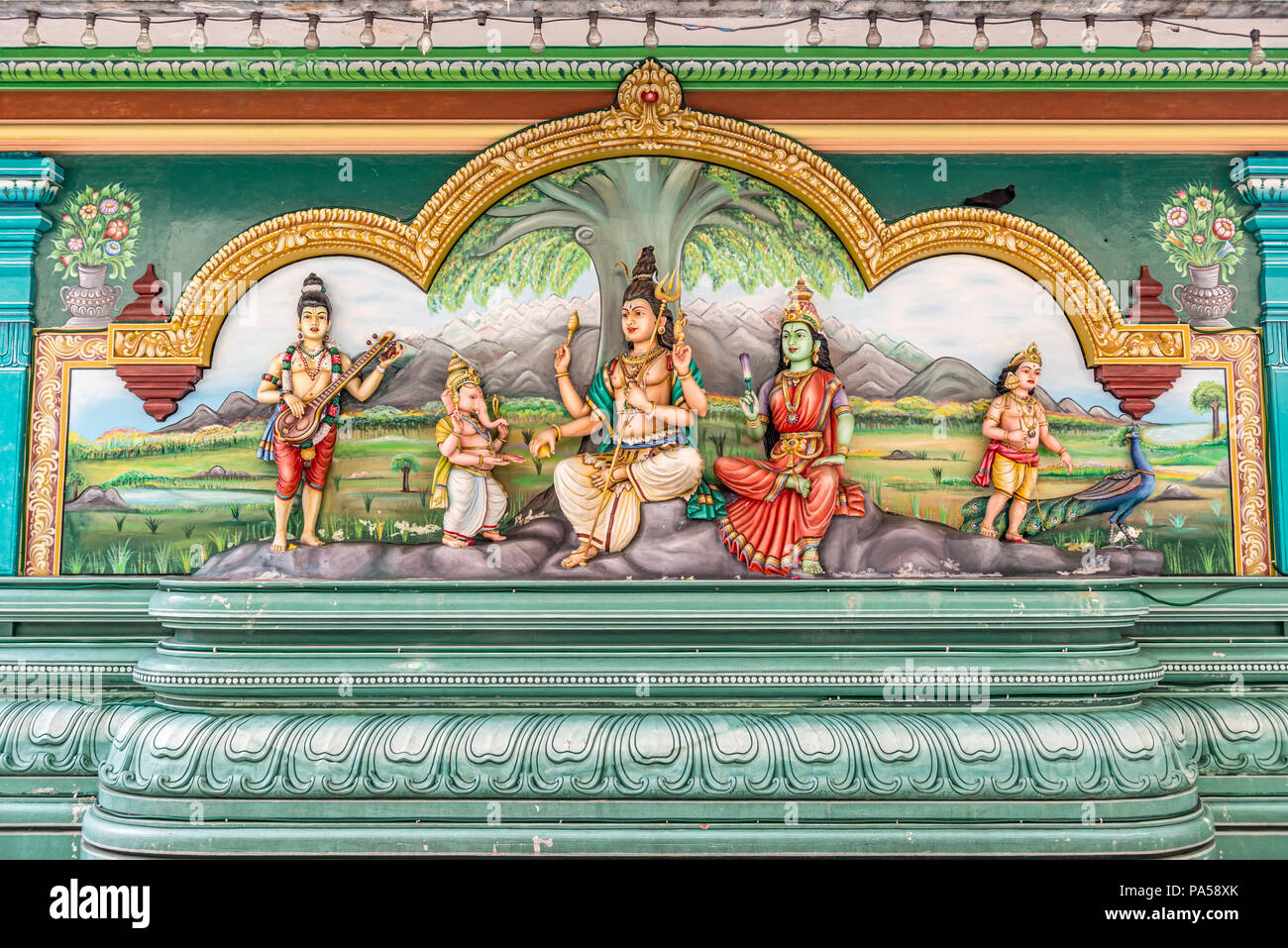 God and goddess statues and wall sculptures in Sri Maha Mariamman