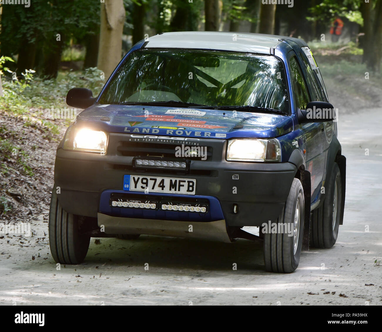 Race2Recovery, Land Rover Freelander, Forest rally stage, Festival of Speed - The Silver Jubilee Goodwood Festival of Speed, July 2018, dust, Goodwood Stock Photo
