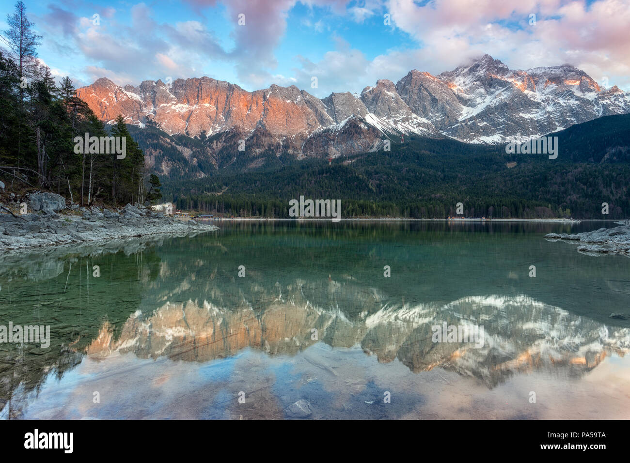 Zugspitze reflecting in eibsee hi-res stock photography and images - Alamy