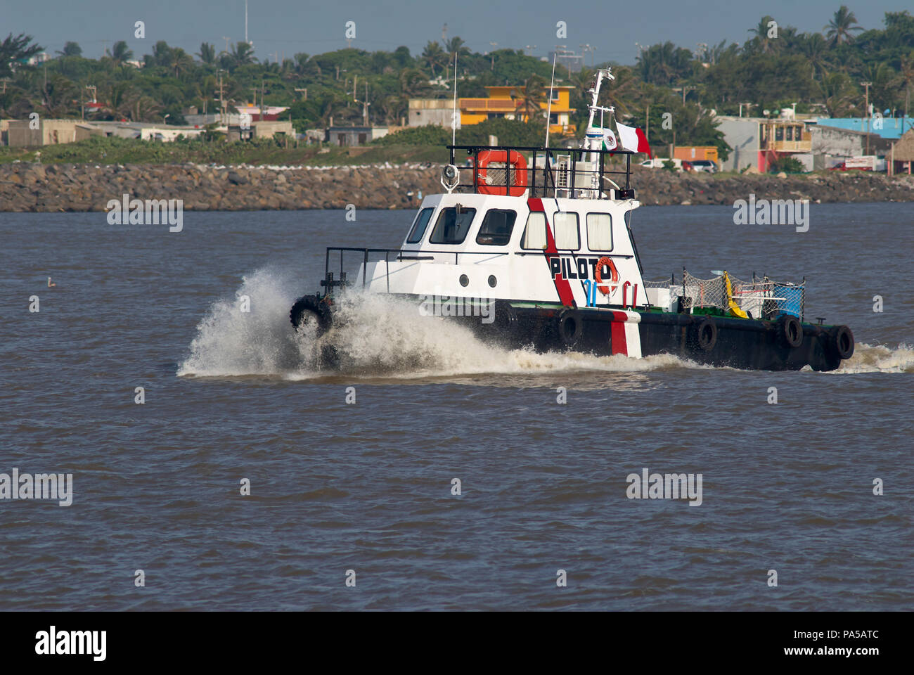 COATZACOALCOS, VER/MEXICO - JULY 18, 2018: "Coatza I" Maritime Pilot ship on the Coatzacoalcos river mouth Stock Photo