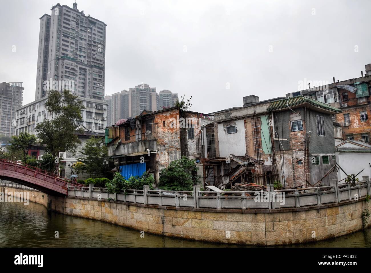The old town of Canton city. The old and the new architecture of Canton