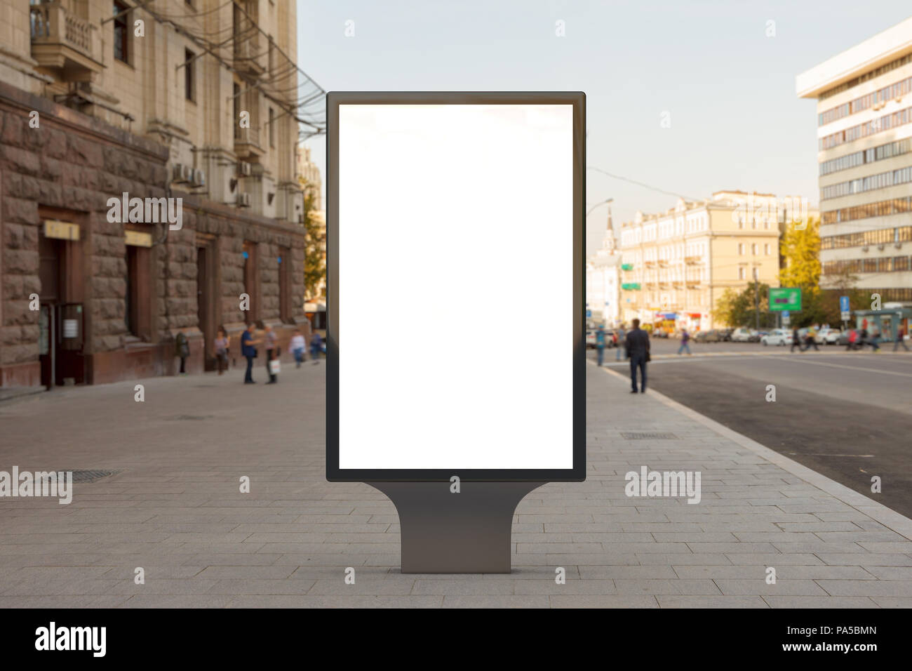 Blank street billboard poster stand on city background. 3d illustration ...