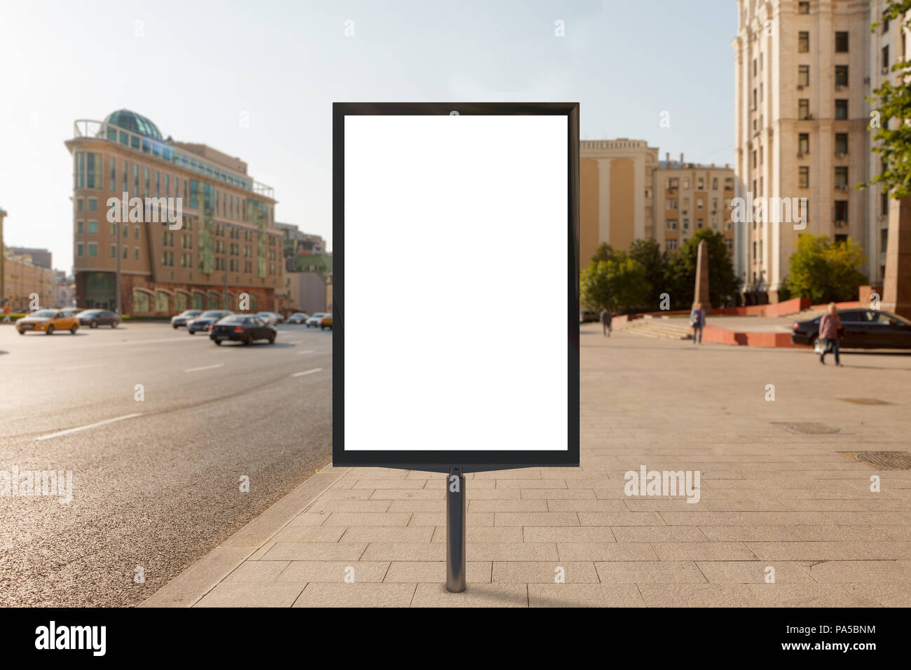 Blank street billboard poster stand on city background. 3d illustration ...