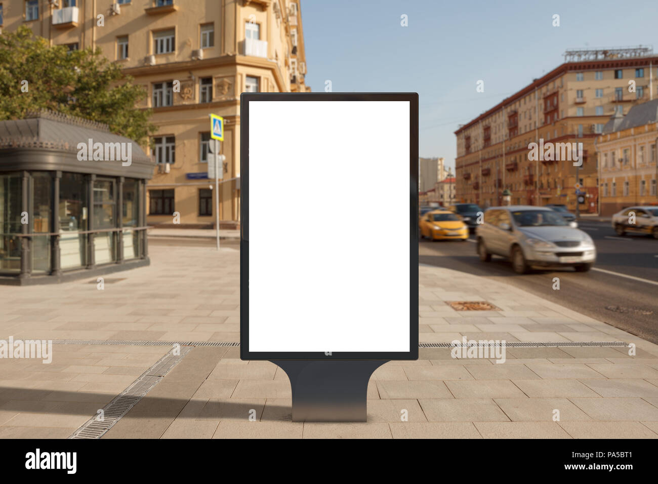 Blank street billboard poster stand on city background. 3d illustration ...