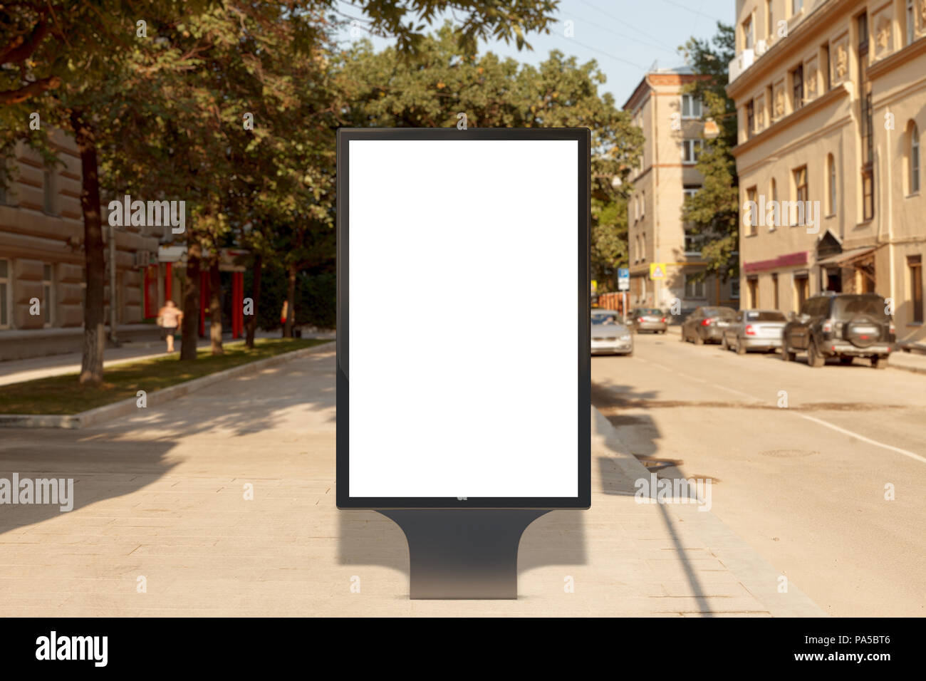 Blank street billboard poster stand on city background. 3d illustration ...