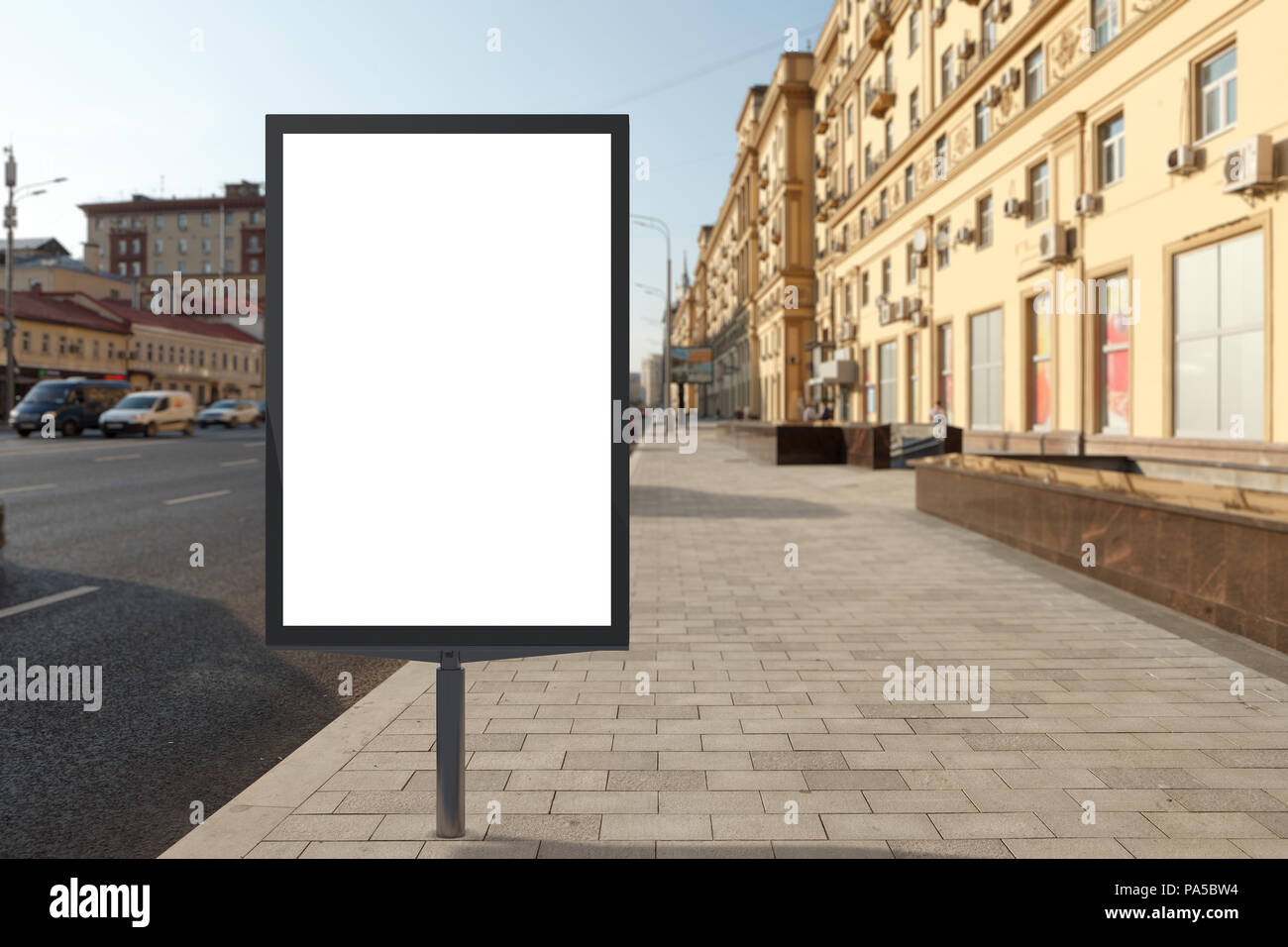 Blank street billboard poster stand on city background. 3d illustration ...