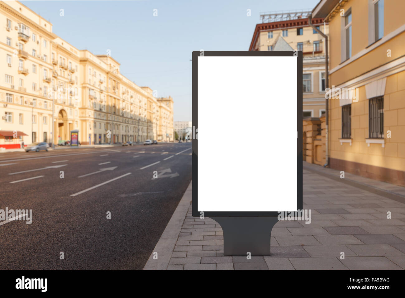 Blank street billboard poster stand on city background. 3d illustration ...
