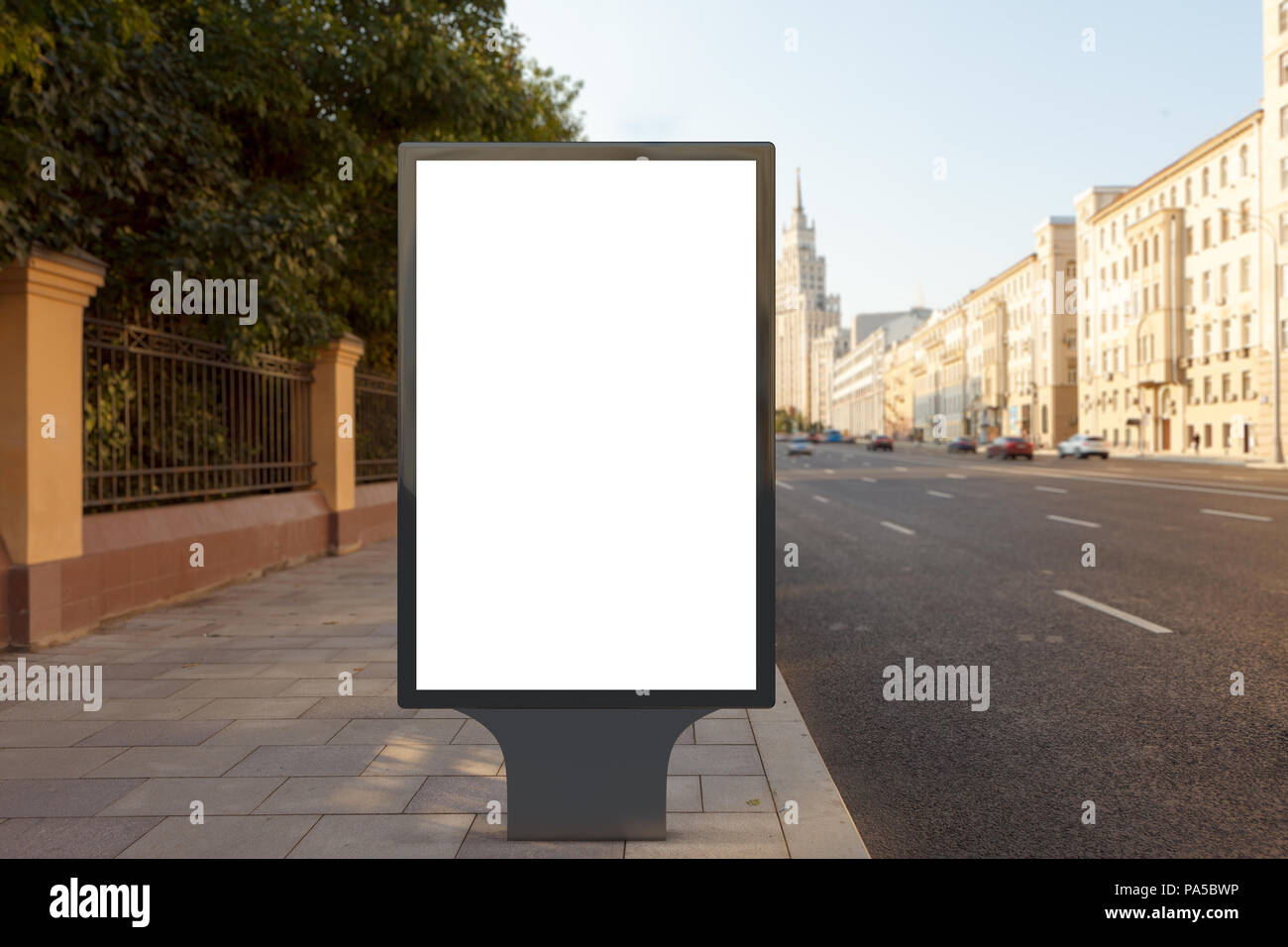Blank street billboard poster stand on city background. 3d illustration ...