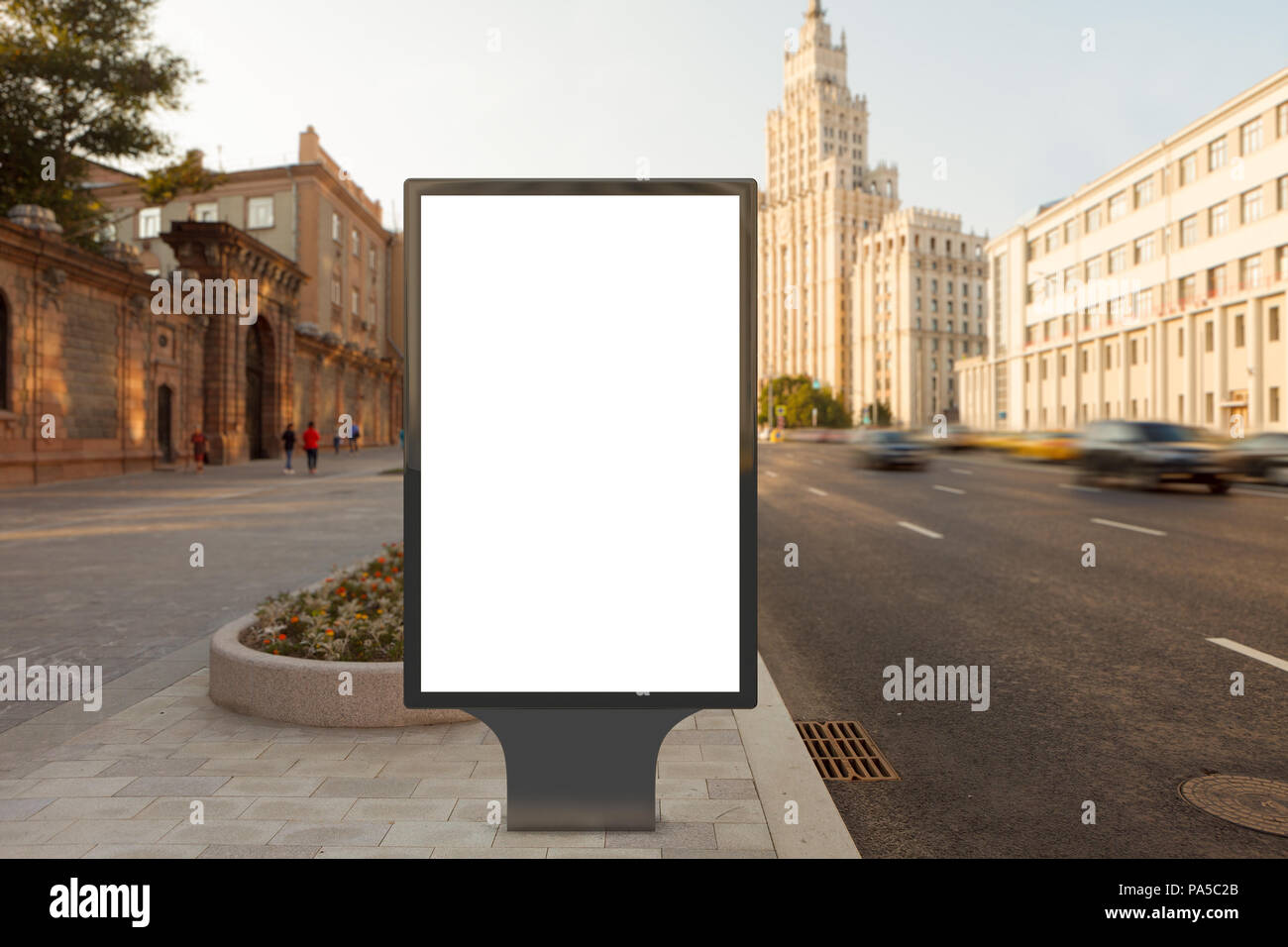 Blank street billboard poster stand on city background. 3d illustration ...