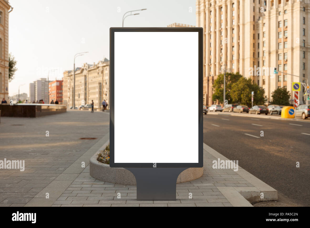 Blank street billboard poster stand on city background. 3d illustration ...