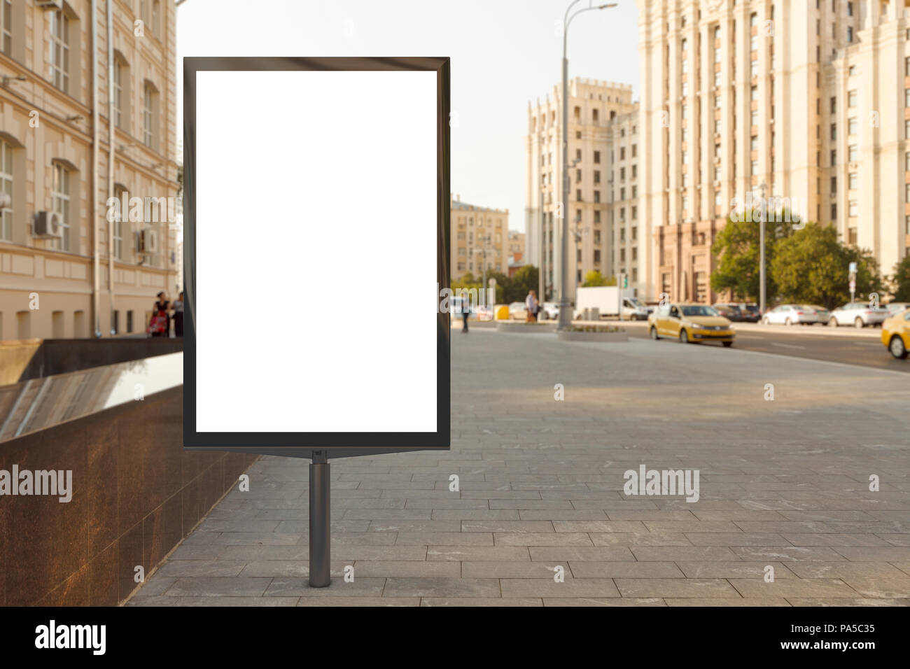 Blank street billboard poster stand on city background. 3d illustration ...