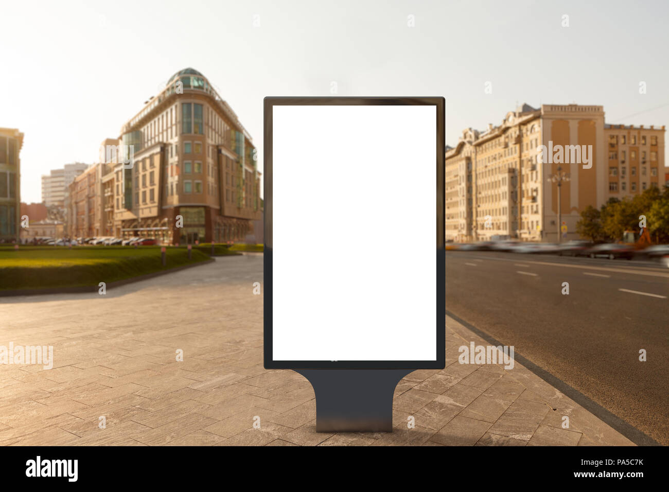 Blank street billboard poster stand on city background. 3d illustration ...