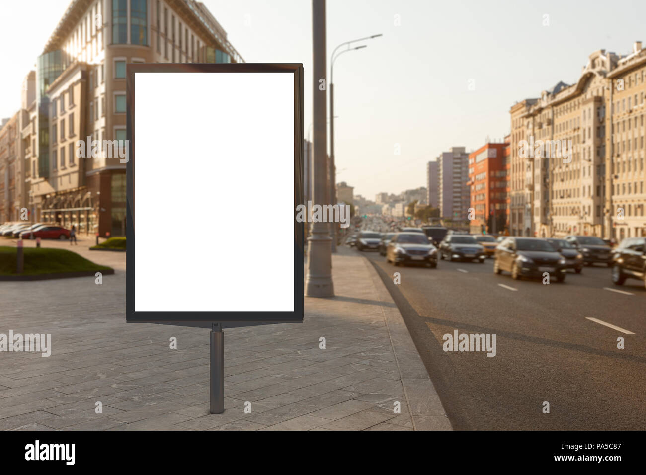 Blank street billboard poster stand on city background. 3d illustration ...