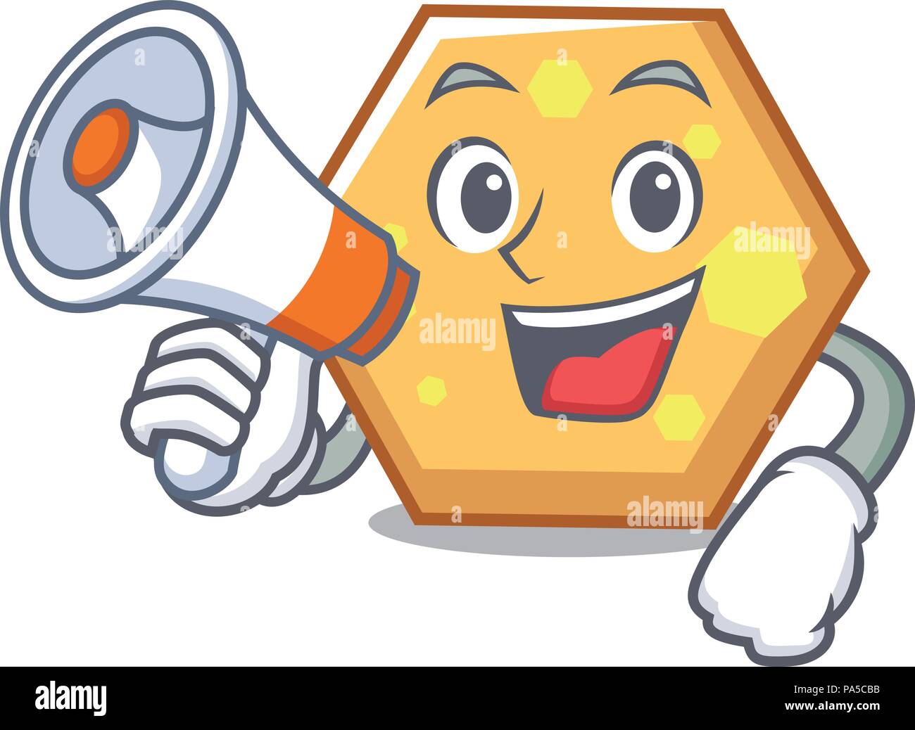With megaphone hexagon character cartoon style vector illustration ...