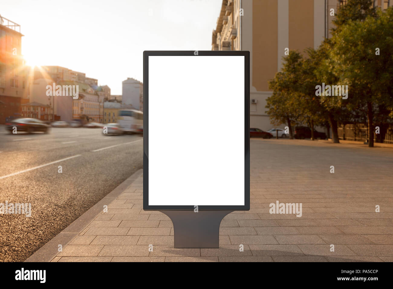 Blank street billboard poster stand on city background. 3d illustration ...