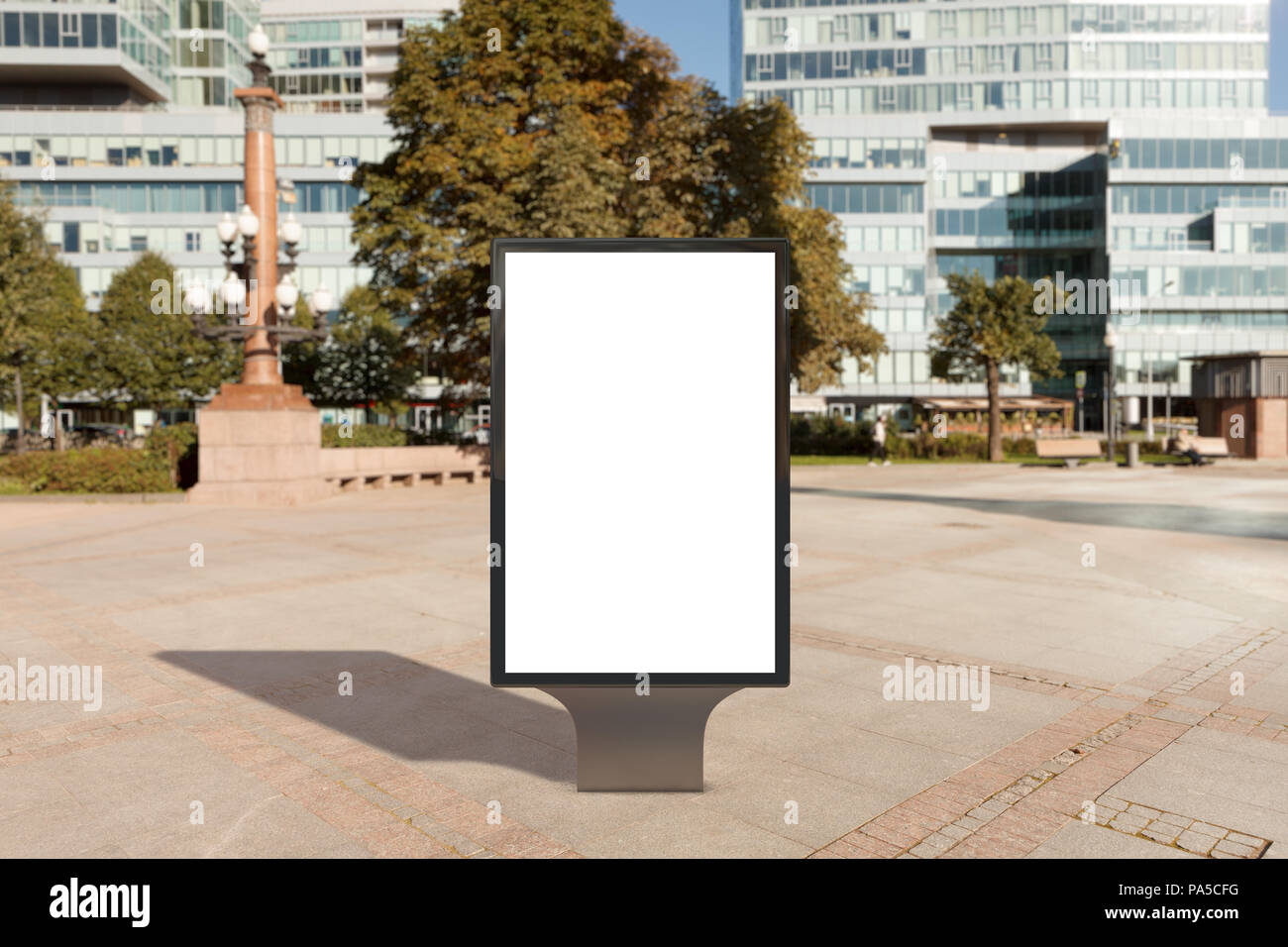 Blank street billboard poster stand on city background. 3d illustration ...