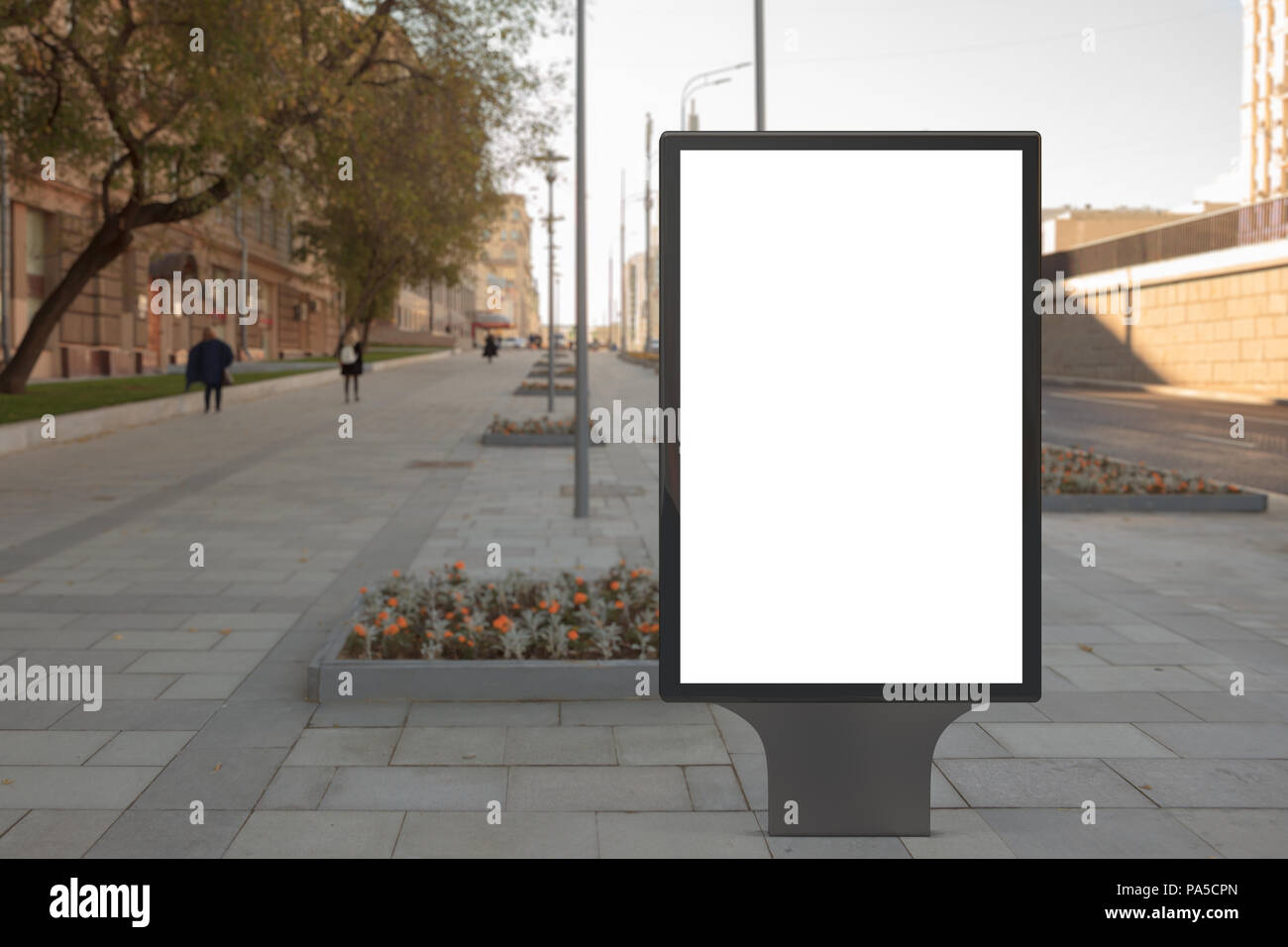 Blank street billboard poster stand on city background. 3d illustration ...
