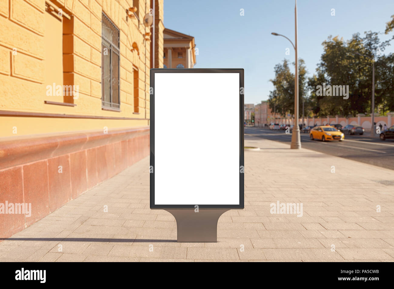 Blank street billboard poster stand on city background. 3d illustration ...