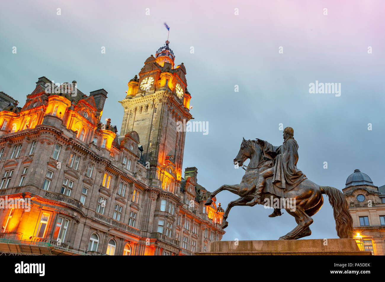 Bronze sculpture of The Iron Duke by John Steell in front of National