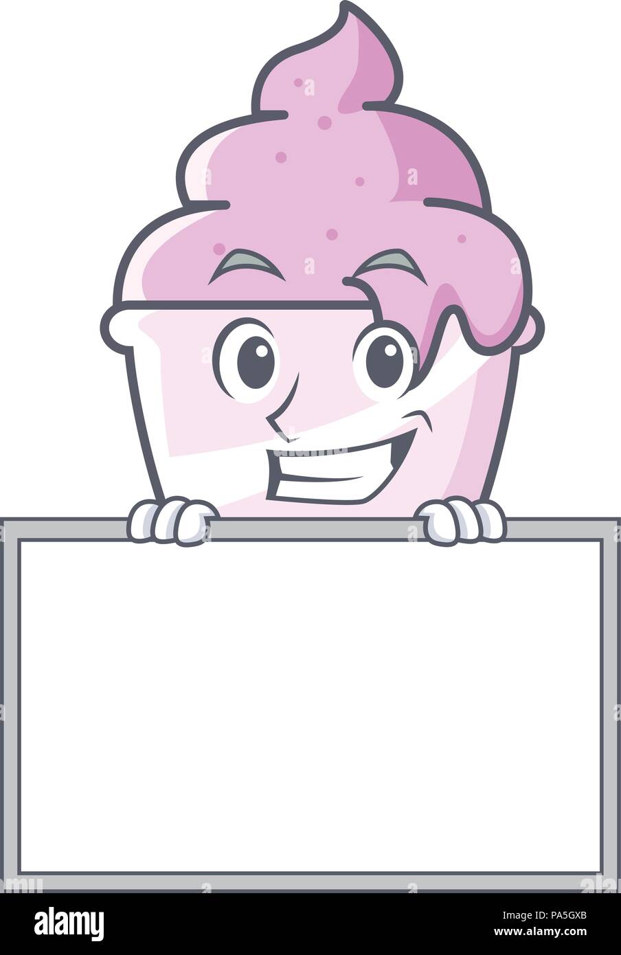 Grinning with board ice cream paper cup character cartoon vector ...