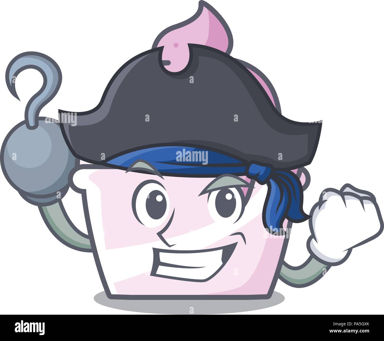 Pirate ice cream paper cup character cartoon vector illustration Stock ...