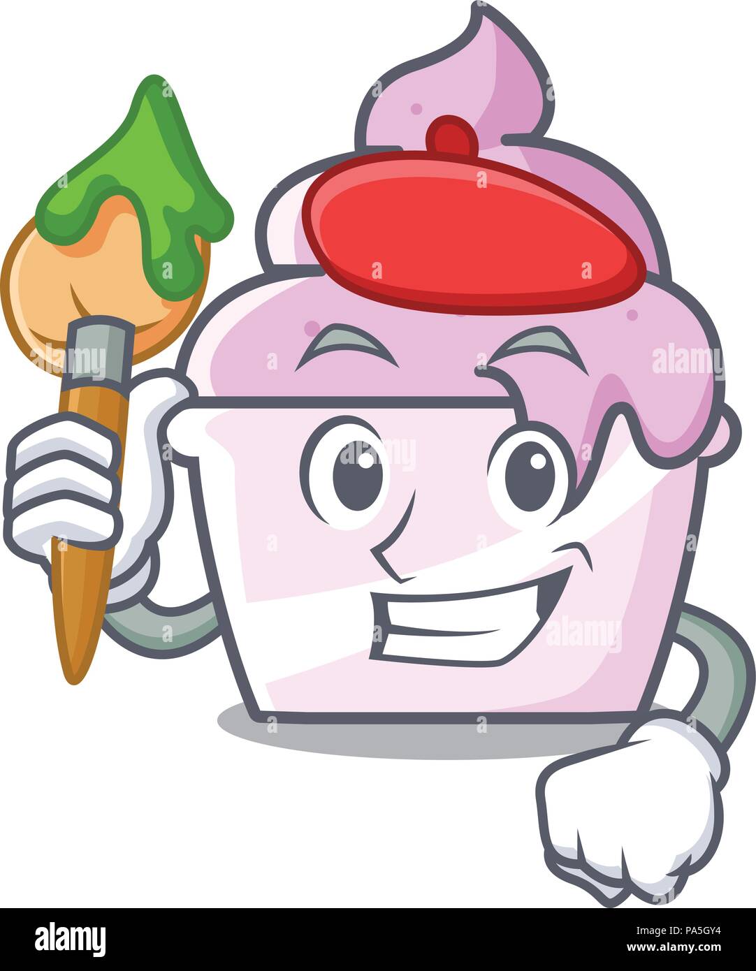 Artist ice cream paper cup character cartoon vector illustration Stock ...
