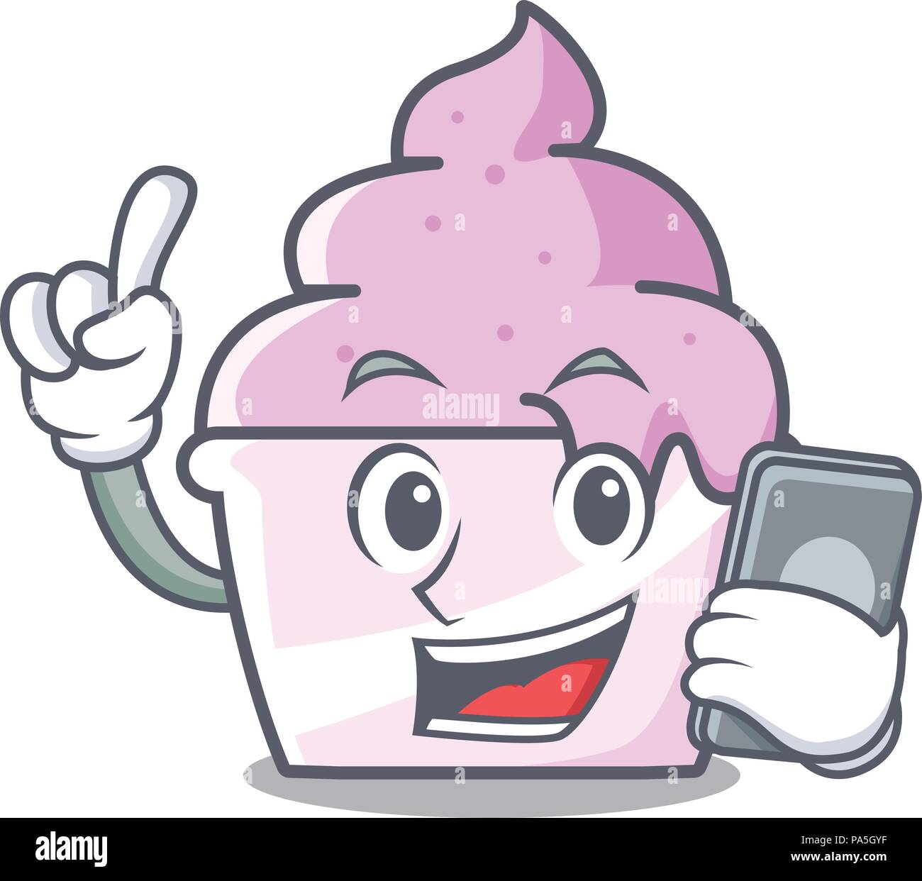 With phone ice cream paper cup character cartoon vector illustration ...
