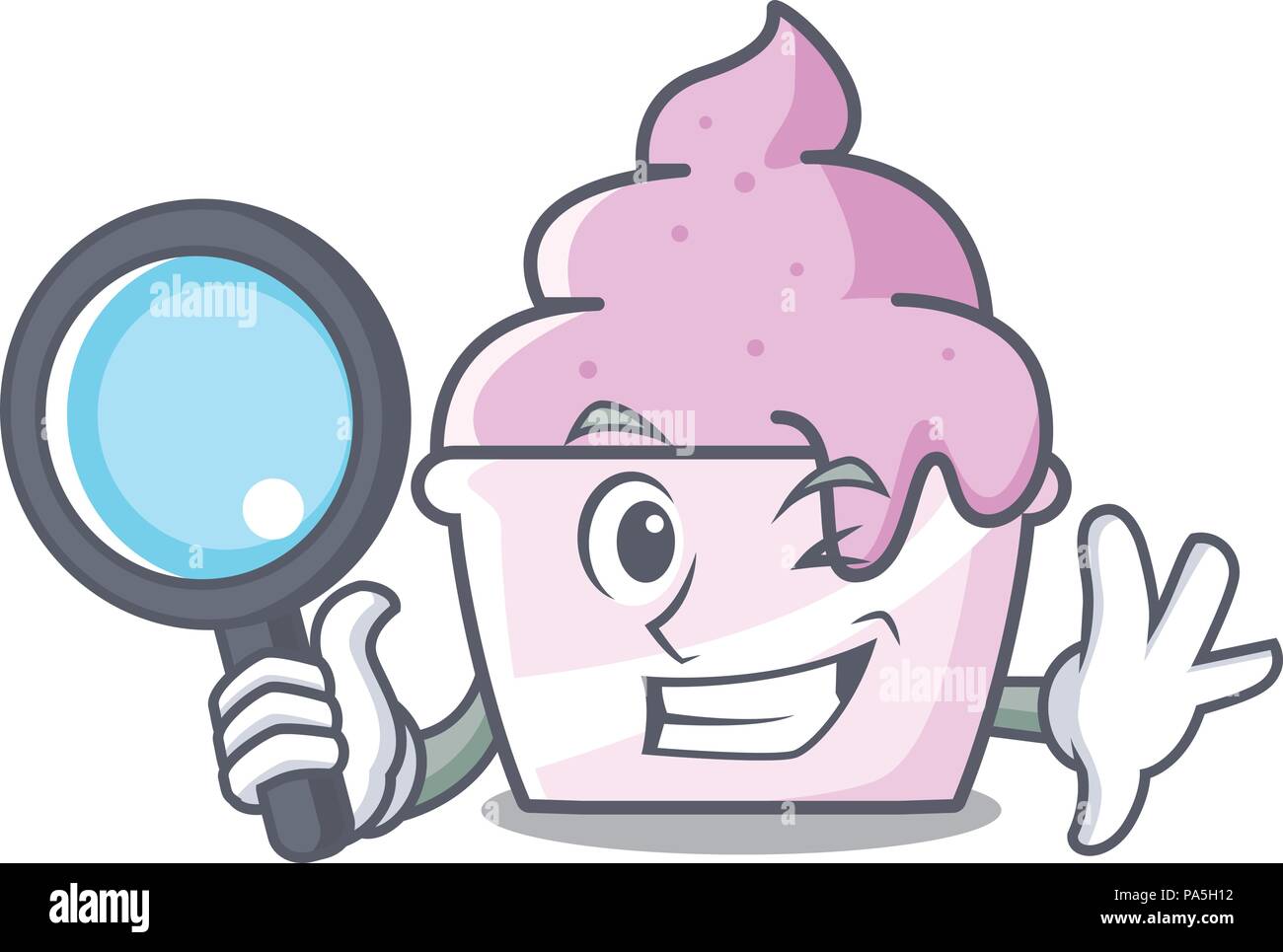 Detective ice cream paper cup character cartoon vector illustration ...