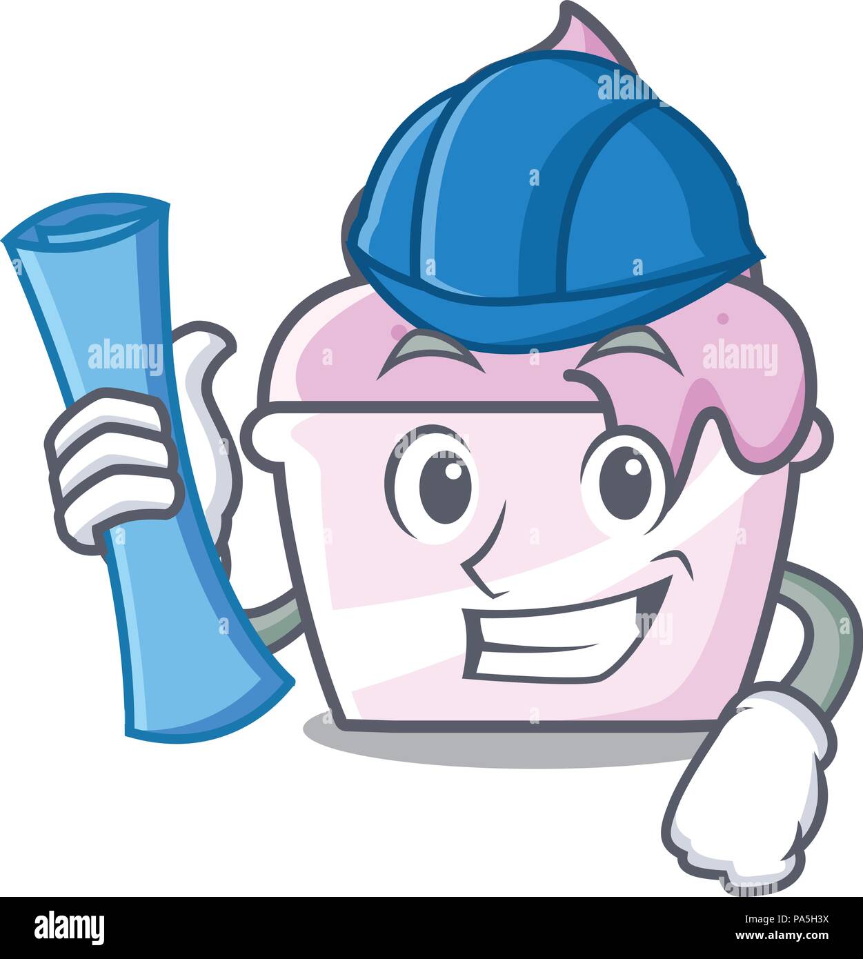 Architect ice cream paper cup character cartoon vector illustration ...