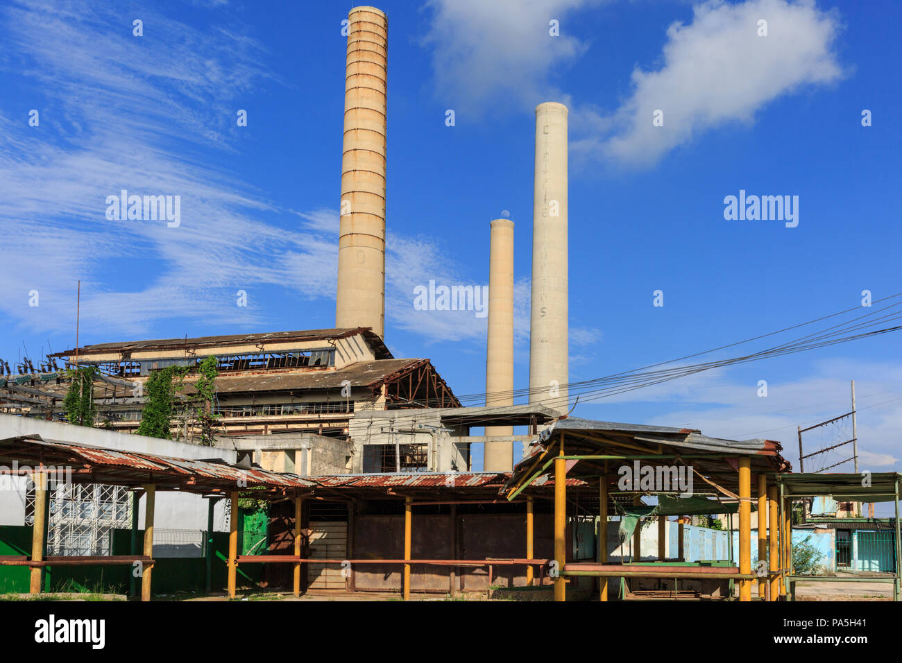 Dilapidated formerHershey Sugar Mill and refinery, built for Hershey Chocolate production, model town of Hershey, now called Camilo Cienfuegos, Cuba Stock Photo