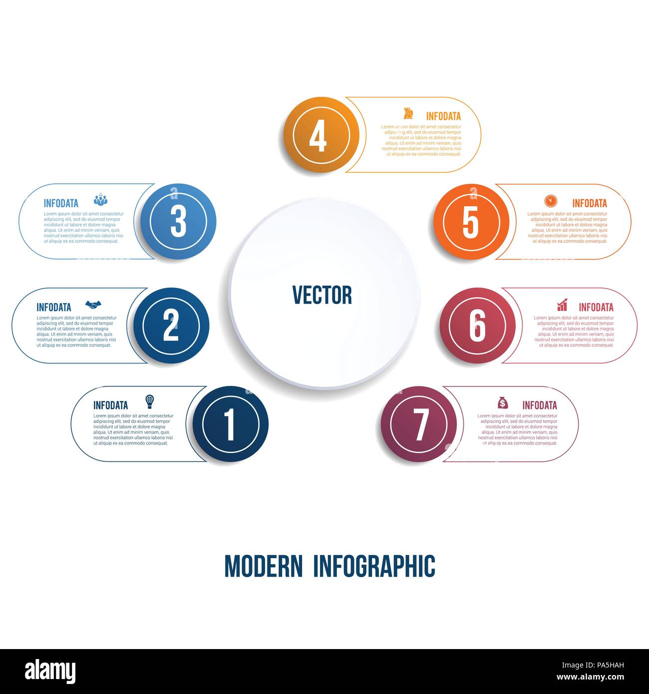 Modern Infographic. Chart template for presentation 7 options circles ...