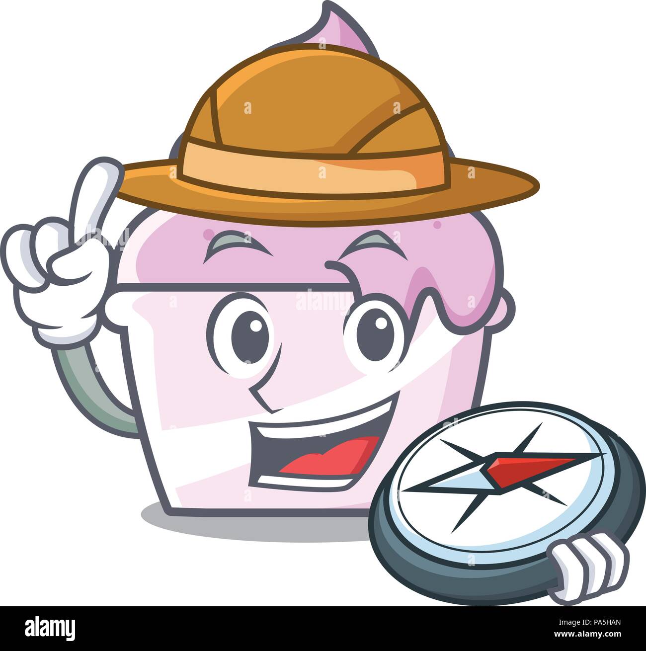Explorer ice cream paper cup mascot cartoon vector illustration Stock ...