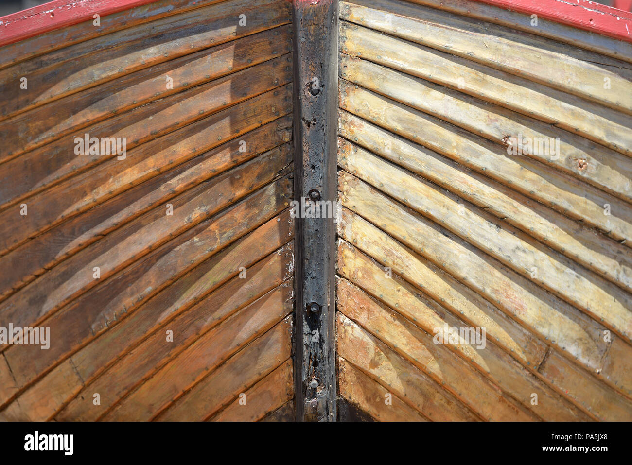 Detail of an old wooden boat hull Stock Photo Alamy