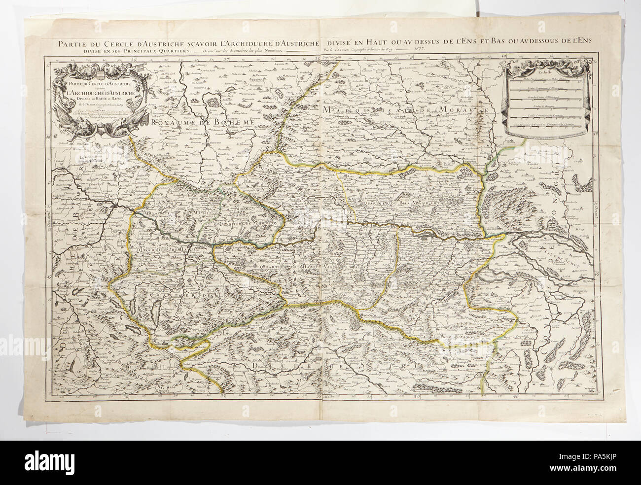 URI 145 Karta över Österrike, 1677 - Skoklosters slott - 97988 Stock Photo