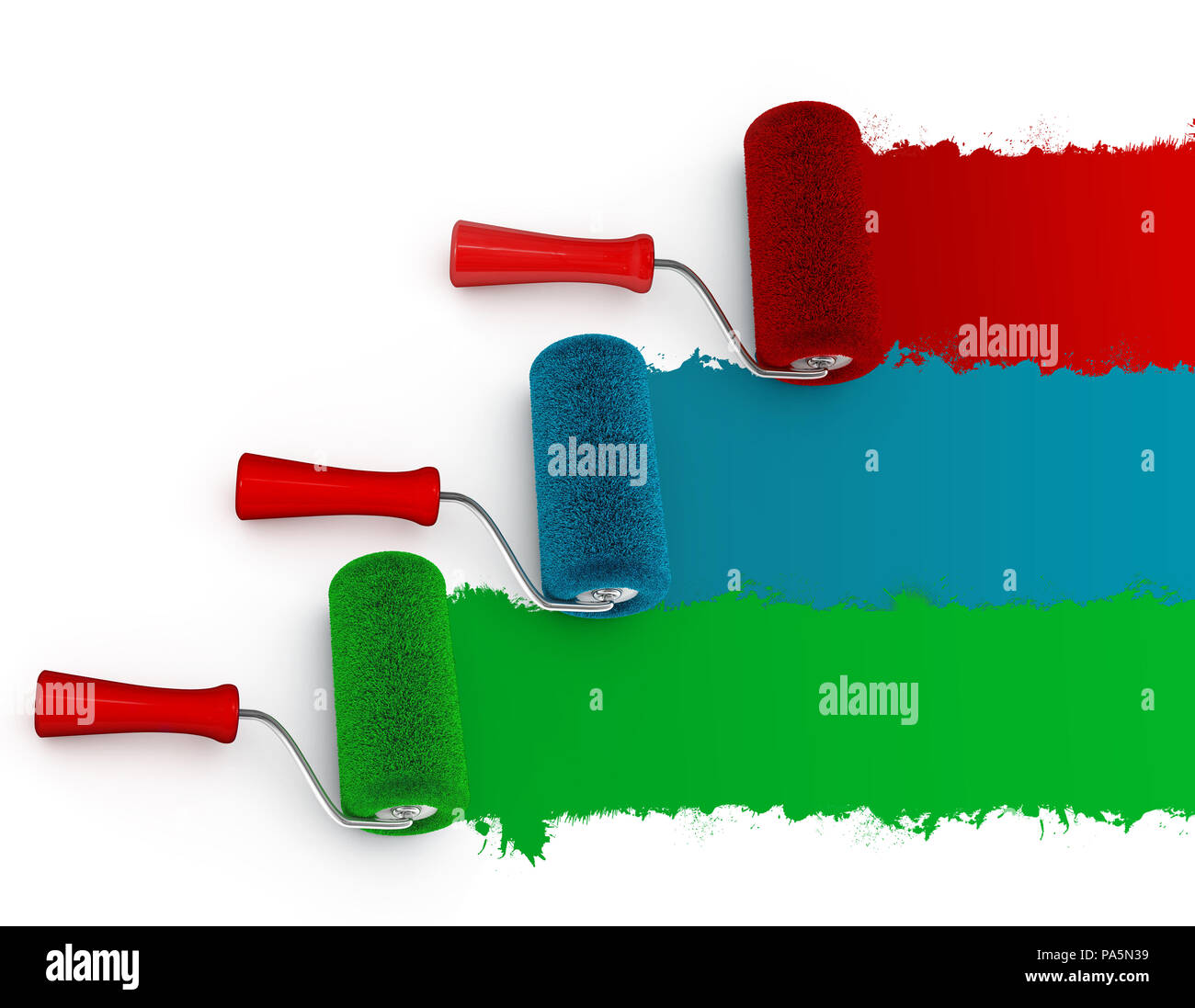 Wall redecoration with RGB paint roller Stock Photo