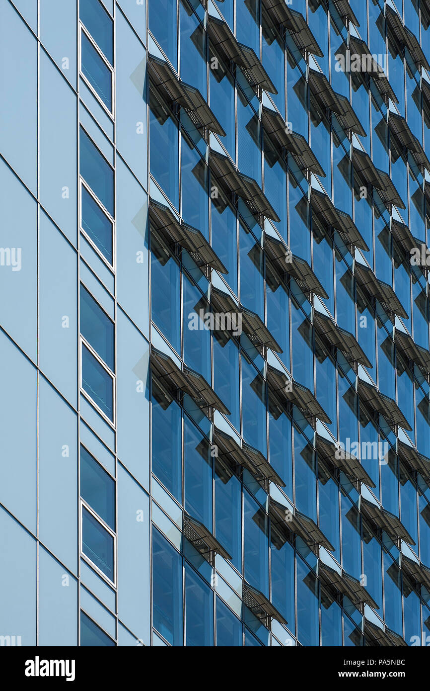 Ventilation flaps on windows in skyscraper facade, Munich, Upper Bavaria, Bavaria, Germany Stock Photo