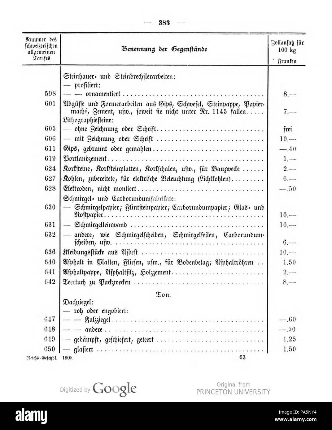 414 Deutsches Reichsgesetzblatt 1905 021 383 Stock Photo