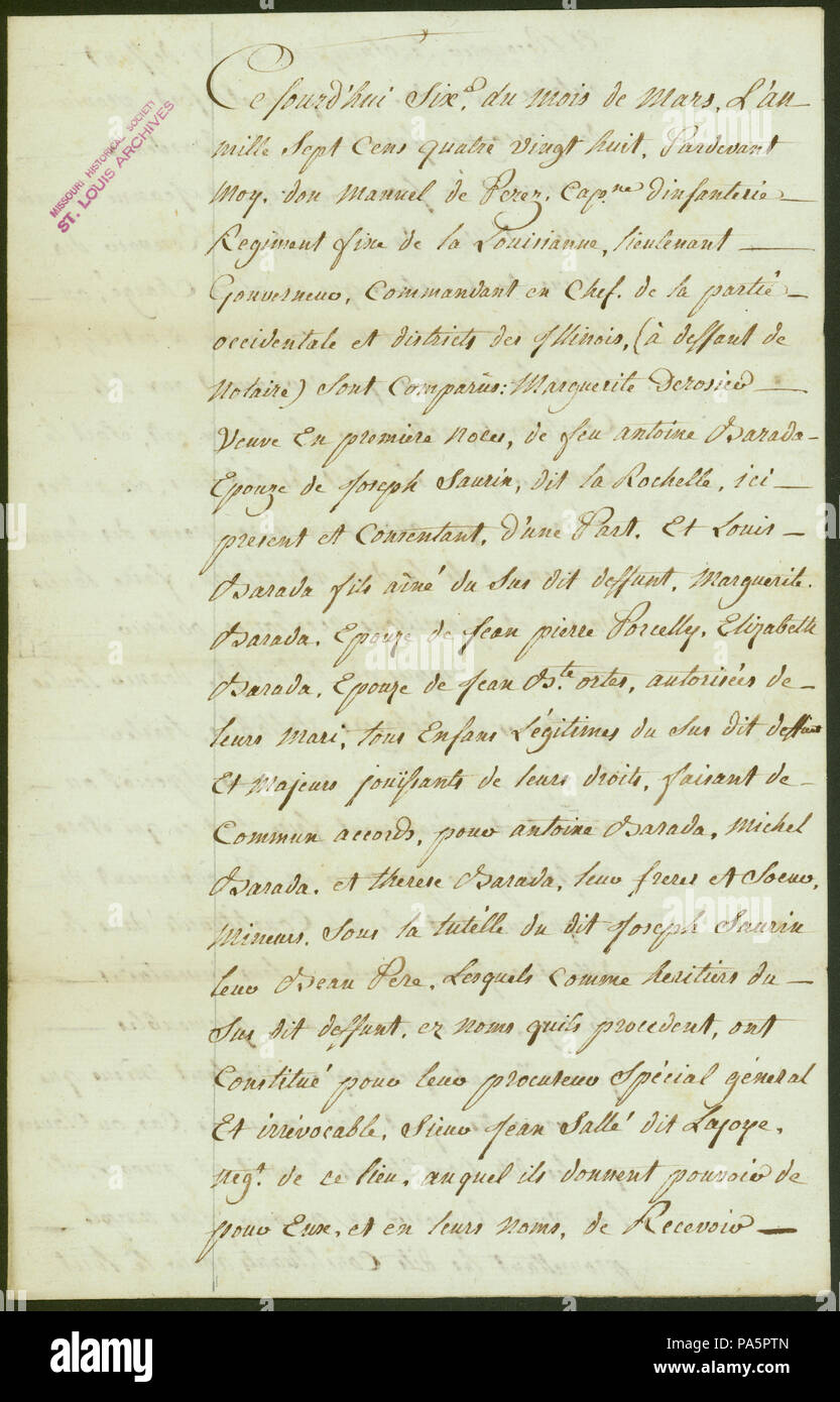 582 Document signed Jean Baptiste Ortes et al., March 16, 1788 Stock Photo