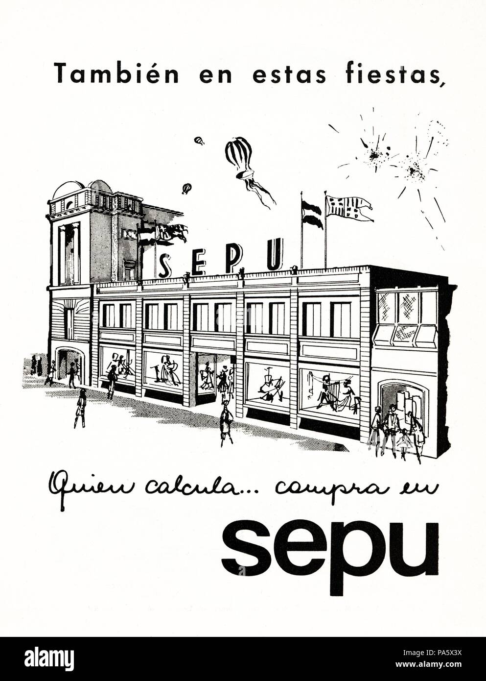 Publicidad de Almacenes Sepu, de Barcelona. Año 1960 Stock Photo Alamy Publicidad de Almacenes Sepu, de Barcelona. Año 1960 Stock Photo Alamy