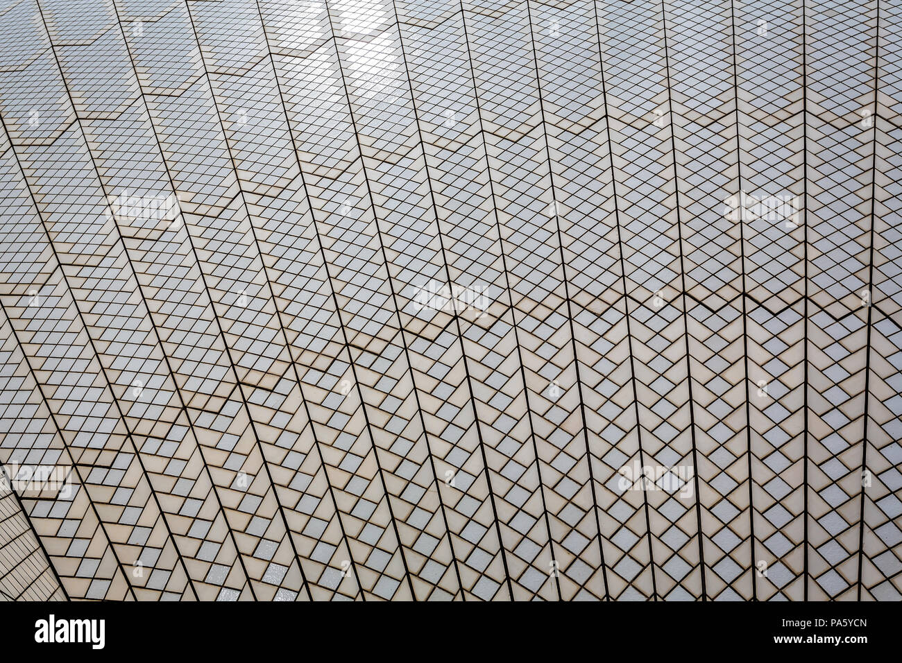 Close up view from inside Sydney Opera House of tiles making up the sails taken in Sydney, NSW, Australia on 3 January 2018 Stock Photo