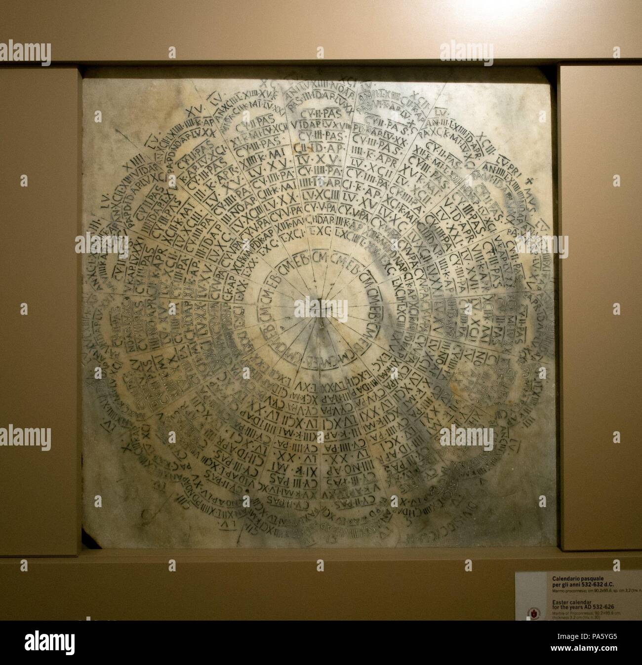 Easter Calendar for the years 532632 AD, Marble of Preconnesus, 90.2 x