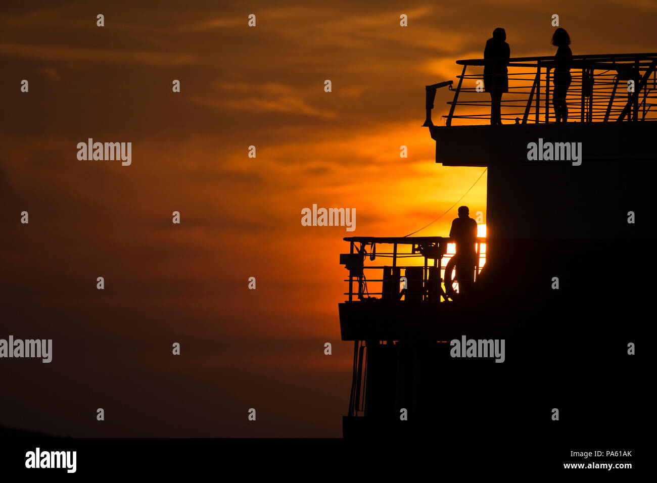 Cruise ship in the sunset, Kimberley, Australia Stock Photo