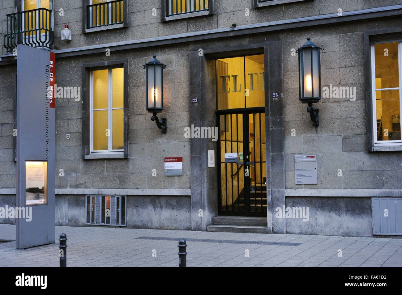 National Socialism Documentation Center. Memorial Museum of the Gestapo Prison in the EL-DE House. Founded in 1979. It was the central office of the secret police of the State (Gestapo) between 1935 and 1945. Cologne. Germany. Stock Photo