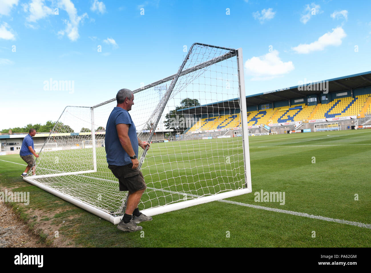 A general view of Plainmoor, Torquay. PRESS ASSOCIATION Photo. Picture date: Friday July 20, 2018. Photo credit should read: Simon Galloway/PA Wire. No use with unauthorised audio, video, data, fixture lists, club/league logos or 'live' services. Online in-match use limited to 75 images, no video emulation. No use in betting, games or single club/league/player publications. Stock Photo