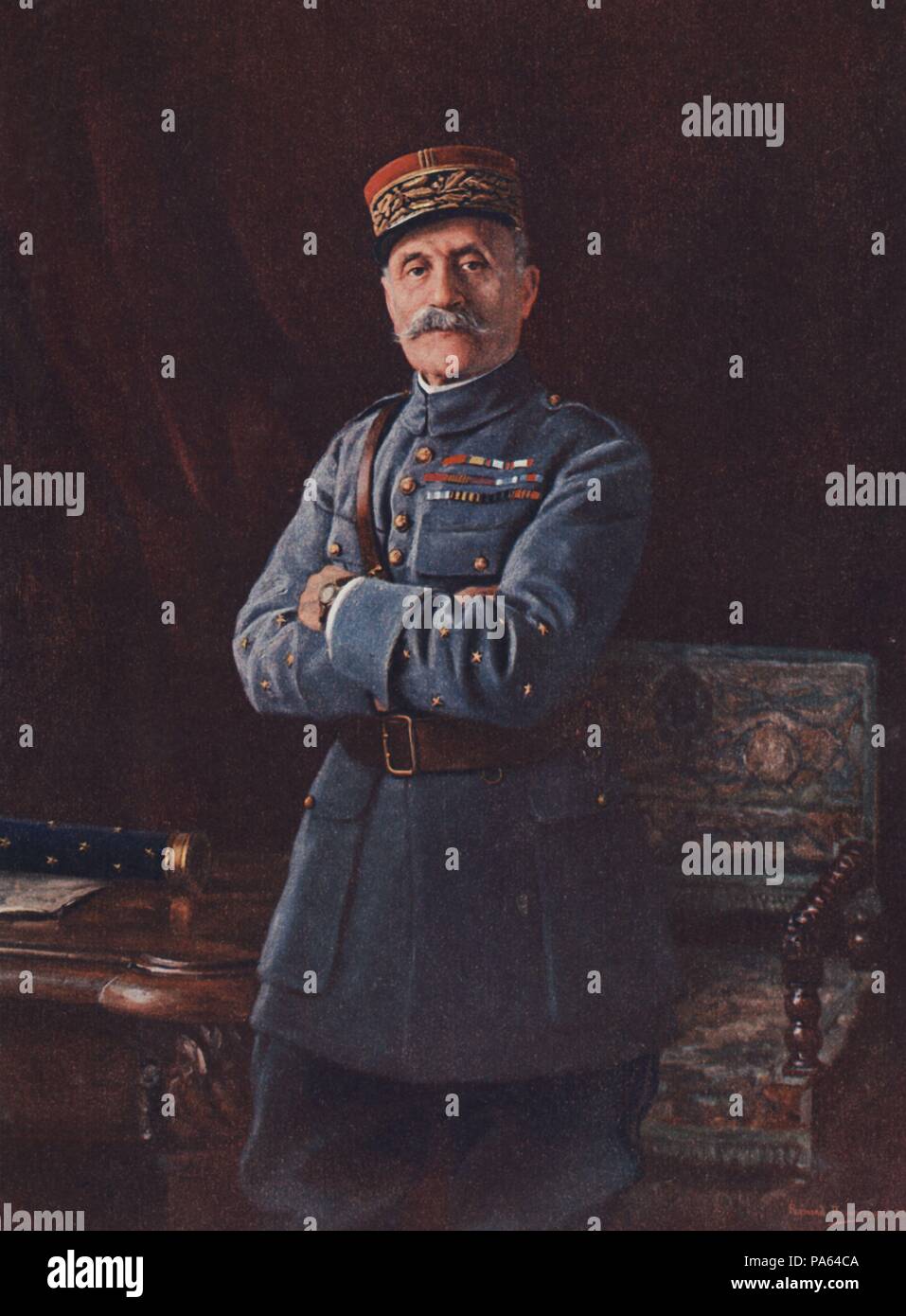 Primera guerra mundial (1914-1918). Foch, Ferdinand (1851-1929), militar francés, comandante en jefe de los ejércitos aliados. Grabado de 1916. Stock Photo