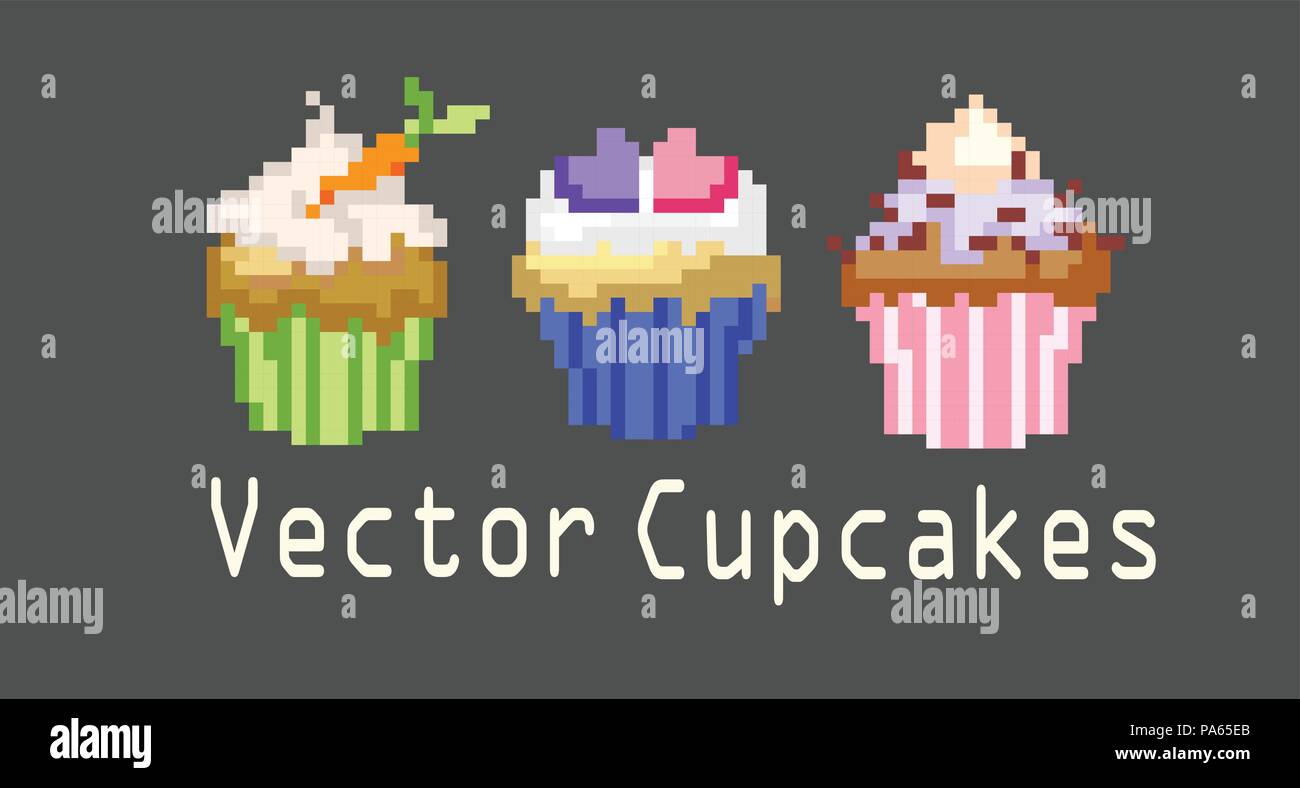 sets of cupcakes for decoration Stock Vector